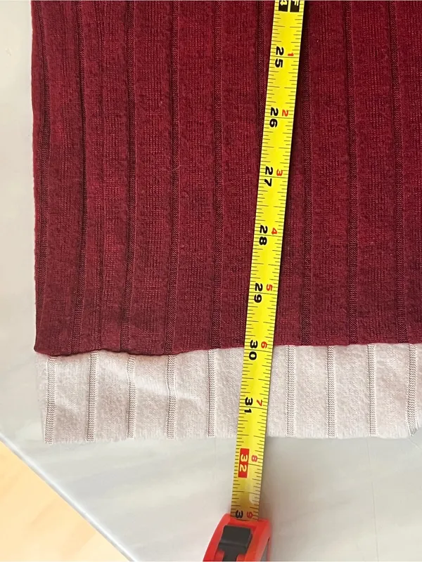 Womens XL Ribbed Lounge Pajama Set Cream Top Burgundy Pants Soft Cozy - Image 9