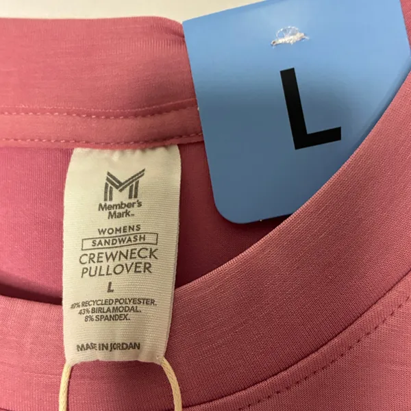 Member's Mark Pink Sandwash Athleisure Crewneck Pullover NWT Womens Large - Image 4