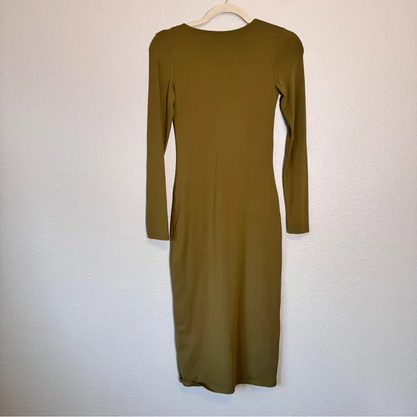 Babaton Green Long Sleeve Bodycon Midi Dress Womens S Fall Casual Aritzia Modest - Image 5