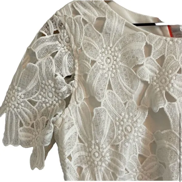 Womens Revolve J.O.A Los Angeles White Floral Lace Sheath Dress - Sz XS - Image 6
