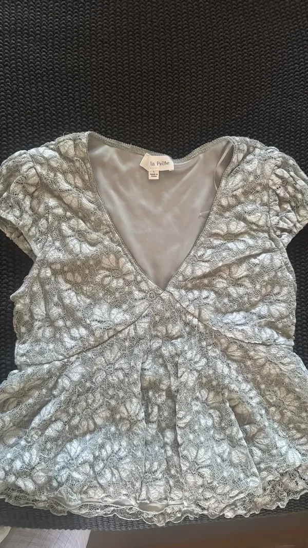 La Peche cropped blouse Silver Size L - Image 2