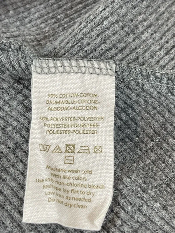 Free People We The Free Waffle Knit Thermal Top Womens L Gray Oversized Slouchy - Image 6
