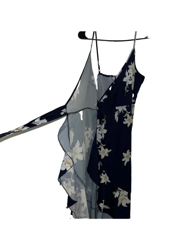 Floral Mesh Maxi Dress Size M Halter Asymmetrical Fairy - Image 3