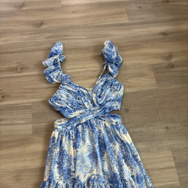 ASTR the Label Fritillaria Maxi Dress Women Size XS Blue Floral - Image 4