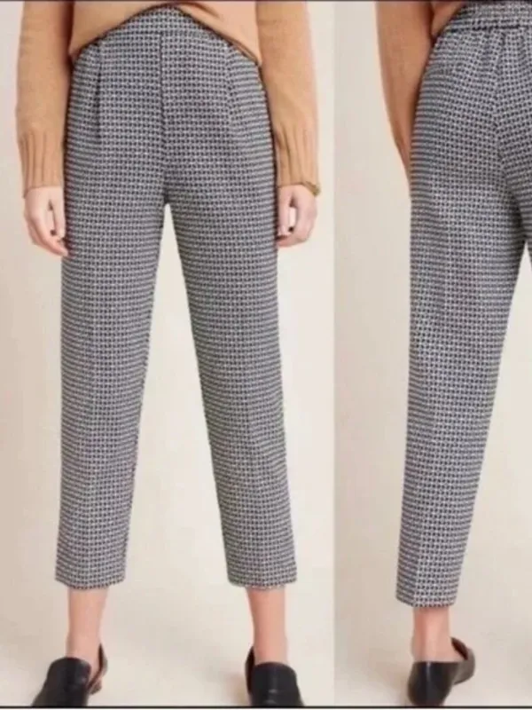 Anthropologie Larkin Jacquard Trouser Pants in Black Motif Size S - Image 2