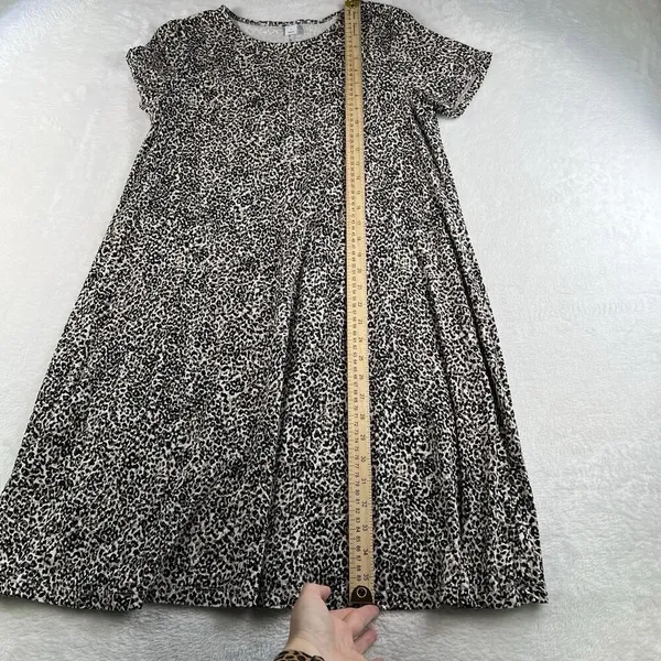 Old Navy‎ L Large Swing Dress Short Sleeve Leopard Print Jersey Knit Crew Neck - Image 11