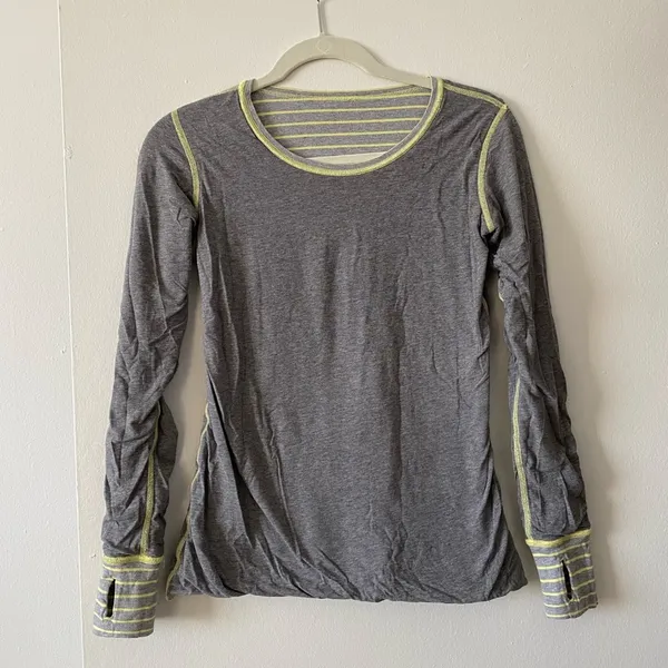 Lululemon Reversible Gray & Yellow Long Sleeve Top | S - Image 7