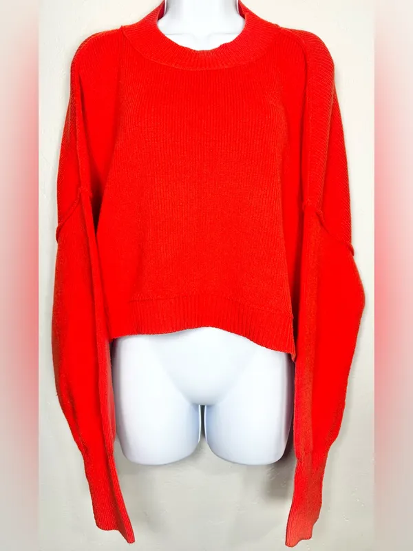 Free People Easy Street Cropped Pullover Oversized Sweater Size Small - Image 4