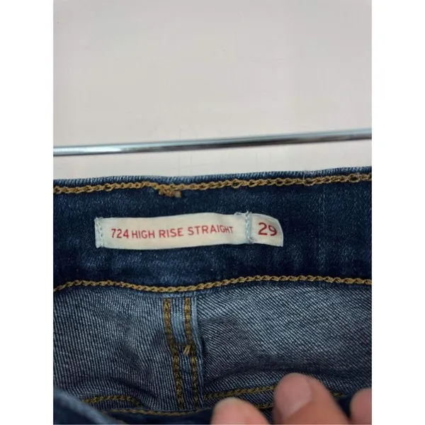 Levis Womens Stretch H Rise Straight Jeans Blue Denim Medium Wash Size 6 size 29 - Image 4