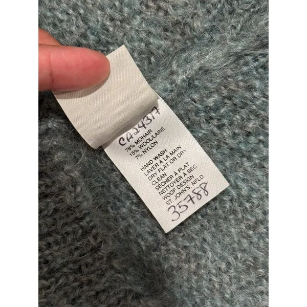 VINTAGE Woof Womens Cardigan Green Floral Folk Tapestry Wool Sweater 90s Large - Image 12