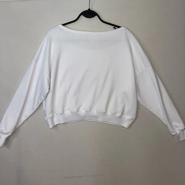 Hollister White Pullover Sweatshirt Women's Size S Logo Long Sleeve Casual - Image 9