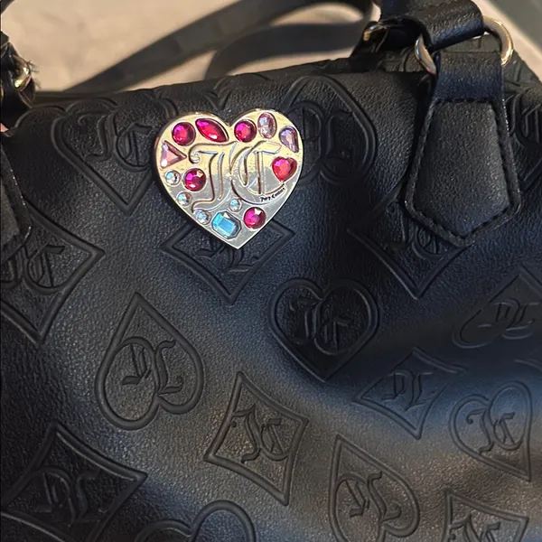 Juicy Couture Glitzed Out Black Hobo Crossbody Satchel Purse‎ Bag Gold y2k gems - Image 3