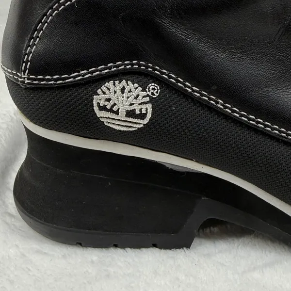 Timberland Black Leather Heeled Ankle‎ Boots Contrast Stitching Lace Up 7.5 READ - Image 5