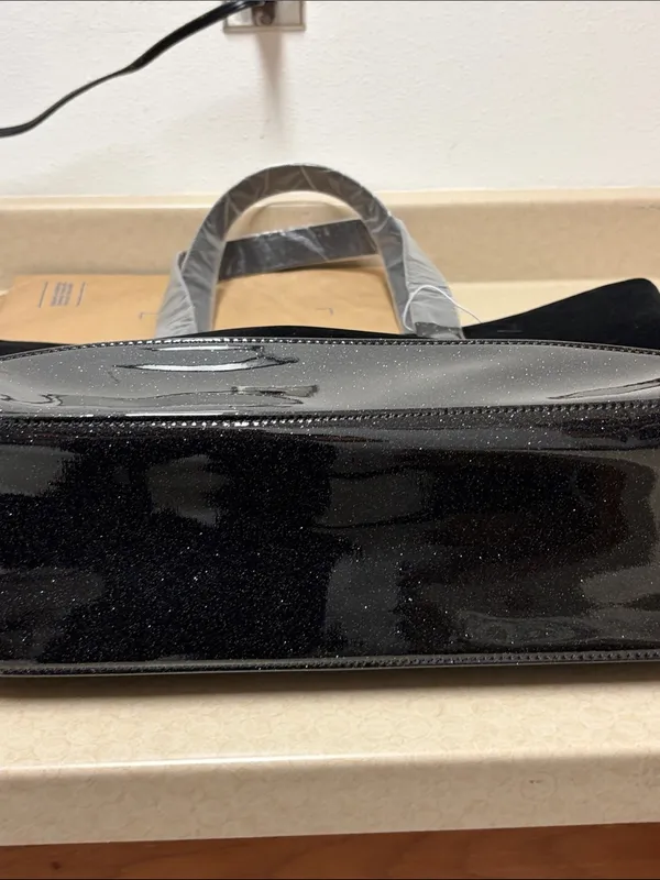 Jimmy Choo Parfums tote black velvet body glossy glitter-accented base &straps - Image 10