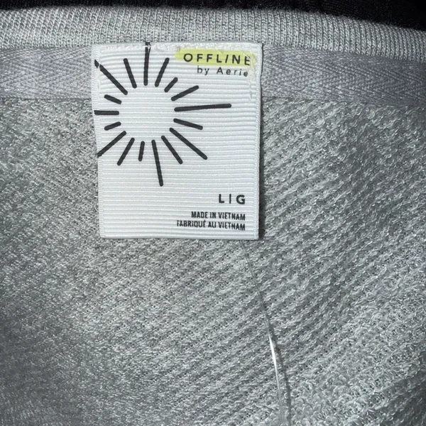OFFLINE by Aerie Gray Knit Cropped Top Size Large Drawstring Ruched Thumb Holes - Image 7