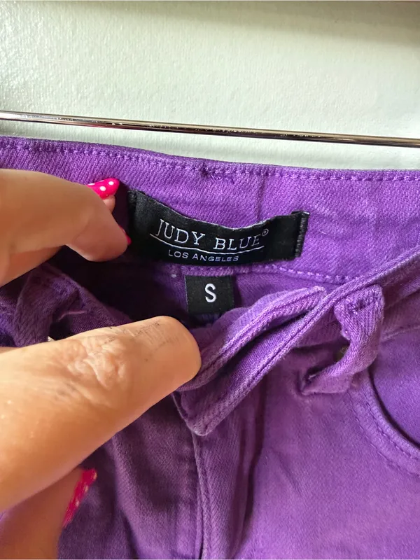 Judy Blue Purple Bermuda Denim Shorts High Rise Y2K - Image 3