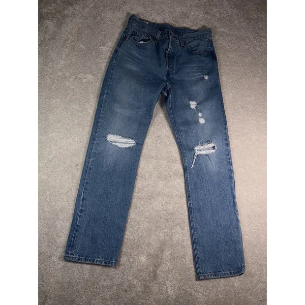 Levi's Women's Premium Denim 501 Jeans 28x30 Distressed Button Fly - Image 4
