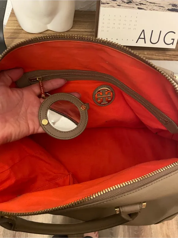 Tory Burch Leather Dome Satchel with Gold Hardware - Image 7