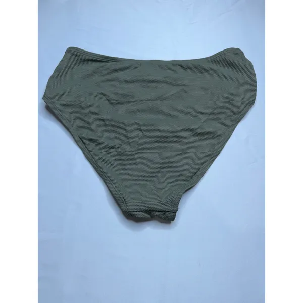 Cupshe Olive Green Ribbed Tankini Set High Neck Mesh Cutout Back Size M - Image 6