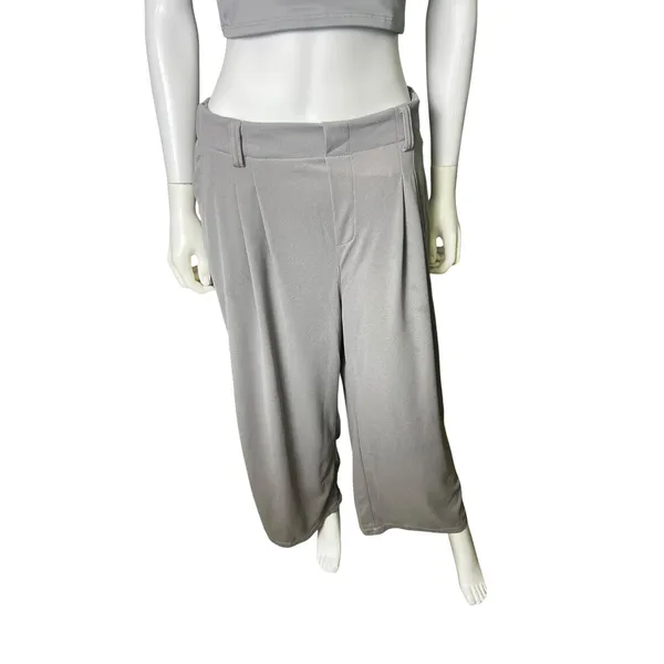 Halara Womens L Petite Gray Wide Leg Pants High RiseStretch NWT828092 PANTS ONLY - Image 3