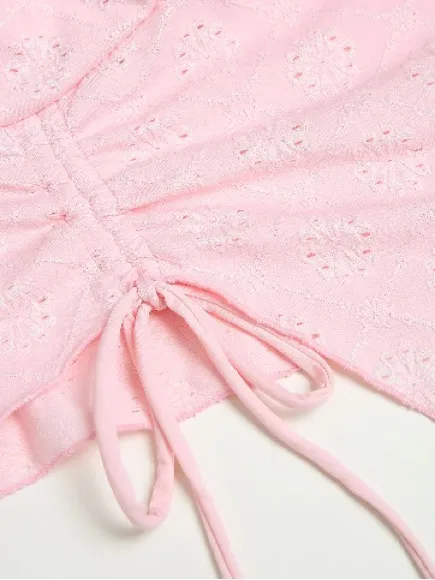 Samiol Pink Geometric Knitted Tankini Set Size M - Image 5