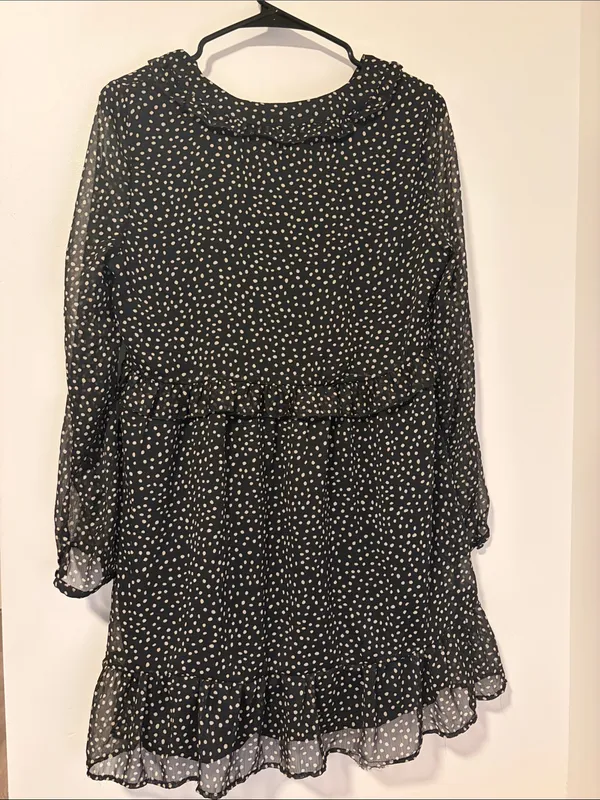 Zara Polka Dot Ruffle Hem Mini Dress Boho Feminine Girly Size M - Image 3