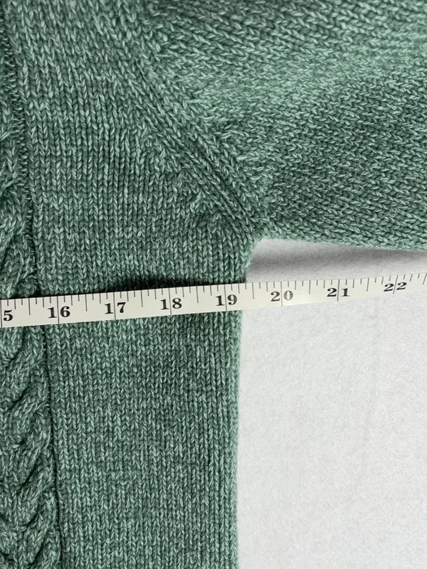 VTG Cabela's Cable Knit Full-Zip Cardigan Women's L Teal Cozy Grandpa Cabincore - Image 5