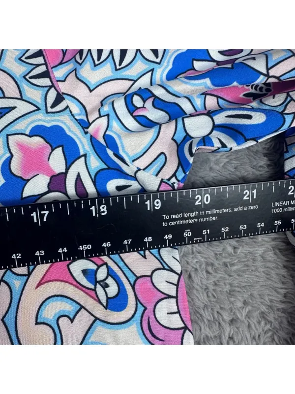 V-Neck Paisley Print Maxi Dress With Long Sleeves Pink & Blue Lightweight Fabric - Image 2