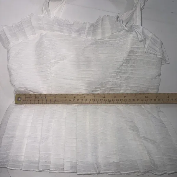 Mable White‎ Bow Sleeve Crop Barrett Peplum Fairy Coquette Top Size Medium New - Image 7