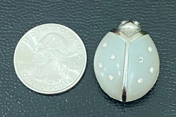 Vintage 70’s AVON Frosted Lucite Silvertone Ladybug Small Brooch 7.5g - Image 7