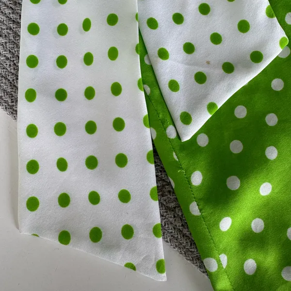Vintage 1960s Handmade Lime Green White Polka Dot Column Maxi Dress and Scarf - Image 13