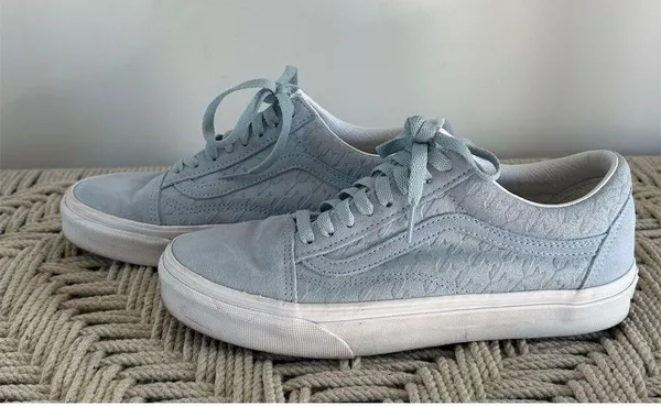 Vans Houndstooth Emboss Old Skool Sneakers Size 8.5 Winter Sky Blue - Image 4