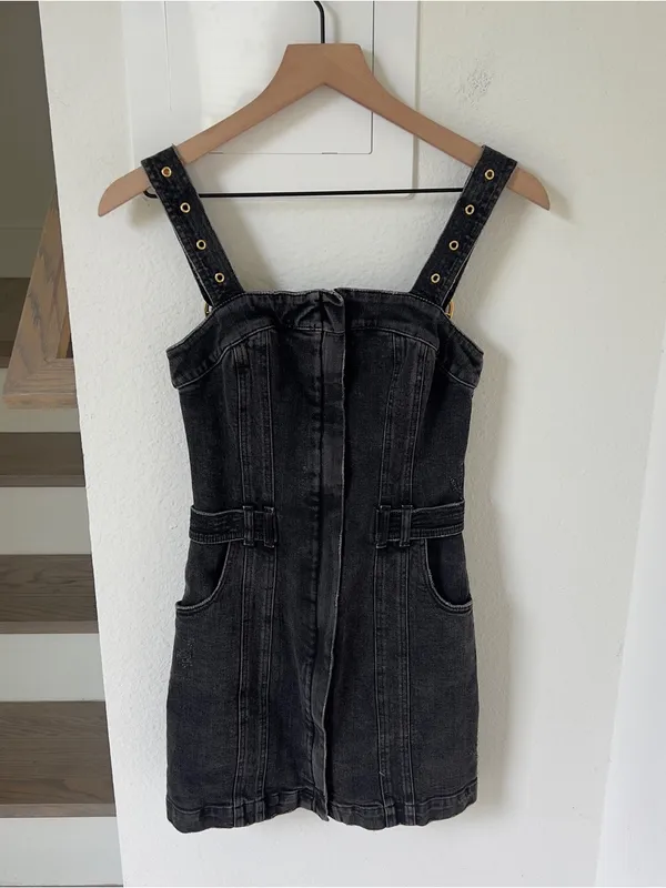 Retrofête Izzy Denim Dress in Onyx Black - Image 2