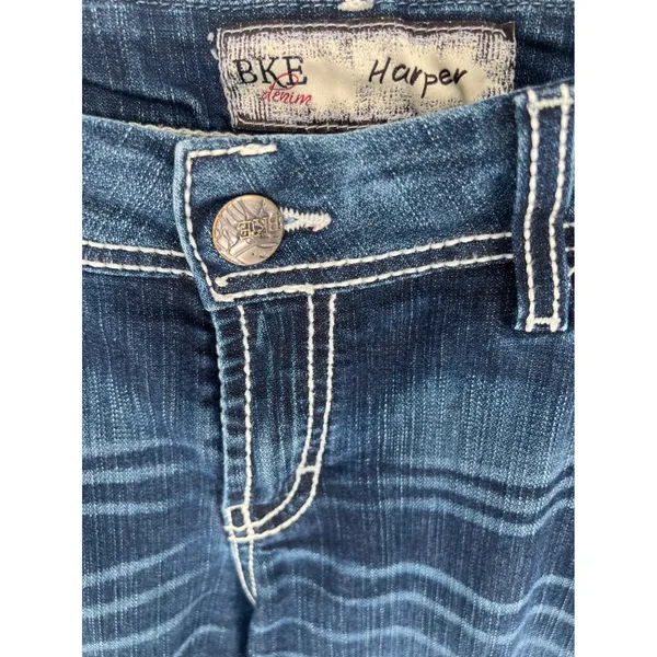BKE Harper Bootcut Jeans Womens 33L Dark Wash Rhinestone Embellished Mid‎ Rise - Image 9
