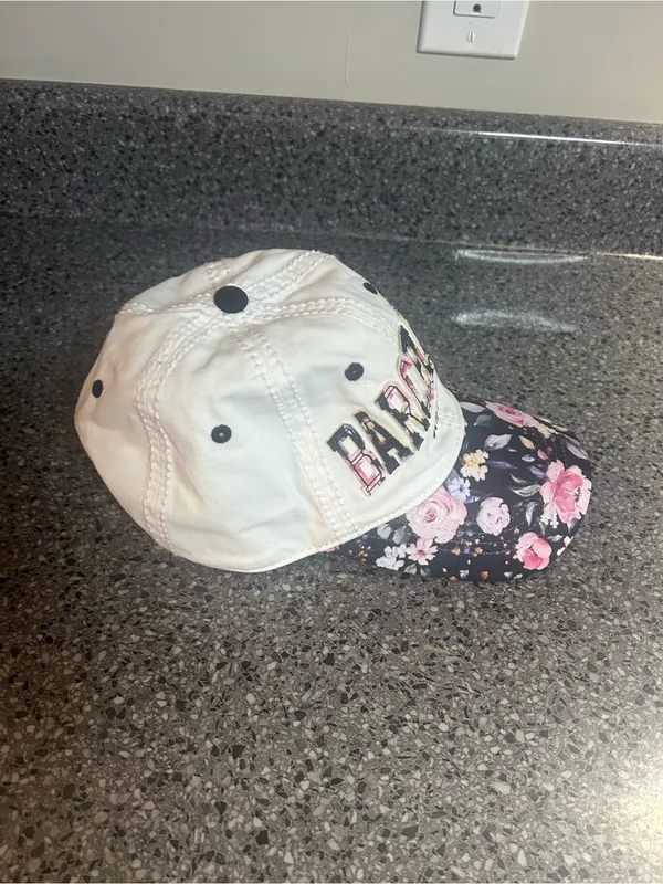 Robin Ruth Floral Barcelona Baseball Cap - White & Black - Image 6