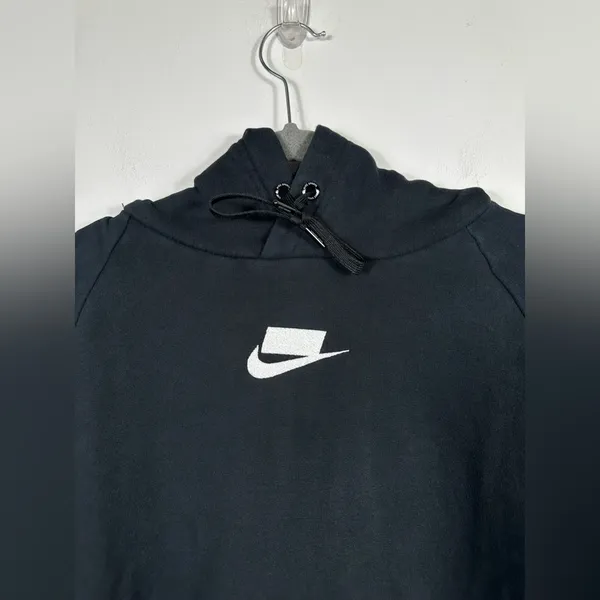 Nike Sportswear NSW Fleece Quilted Hoodie Womens L Black CJ6253-010 - Image 5