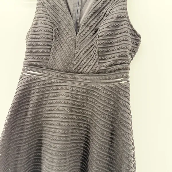 Lulus Black Sleeveless V-Neck Textured Fit and Flare Mini Dress Large LBD - Image 2