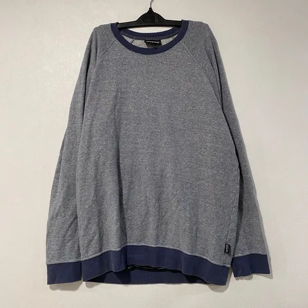 Patagonia Striped Crewneck Sweatshirt L Blue Gray Raglan Outdoor Casual - Image 3