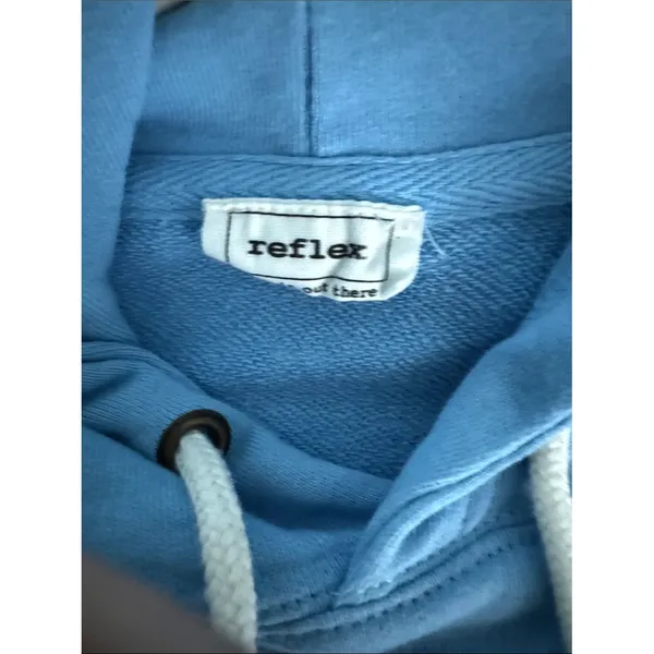 Reflex Light Blue Women's Hoodie Sweater with Drawstring Size L - Image 3