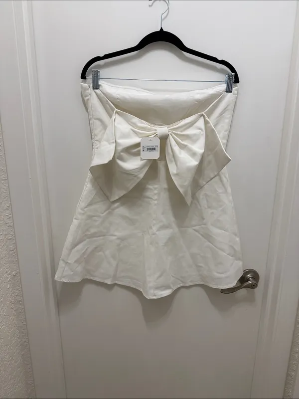Altar’d state white mini bow dress NWT! - Image 2