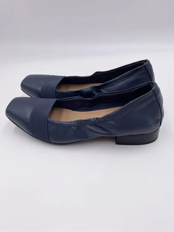 Clarks Women's Tilmont Slip Ballet Flats Size 9 Wide Navy Blue Leather Elastic - Image 6
