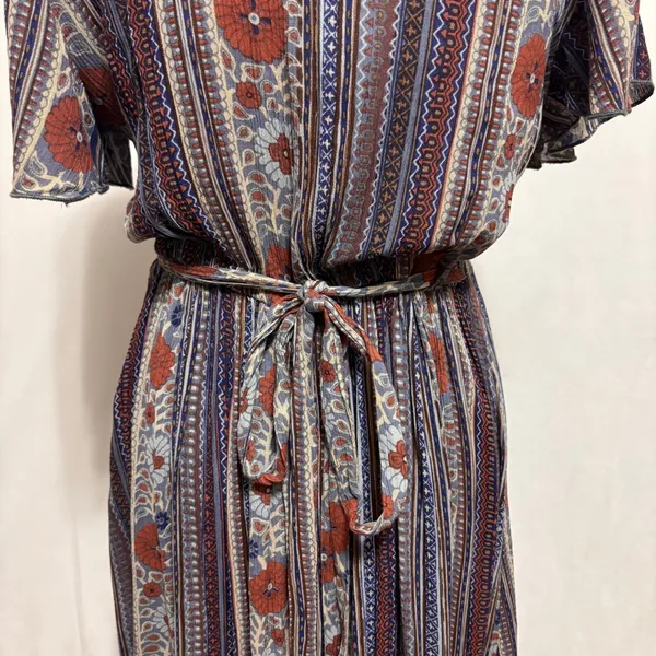 Patrons of Peace Maxi Dress Womens S Blue Floral Faux‎ Wrap Festival Boho - Image 5