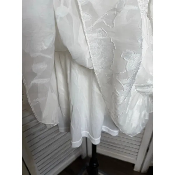 NWT BALTIC BORN Women's Med Ines Smocked Peplum Top White Fairy Romantic - Image 14