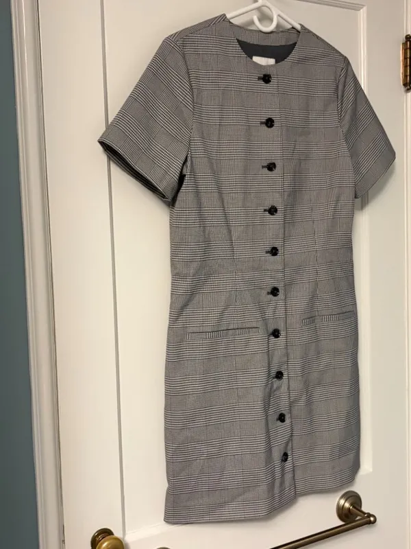 Abercrombie & Fitch Mara Short-Sleeve Vest Mini Dress gray plaid NWT medium tall - Image 2