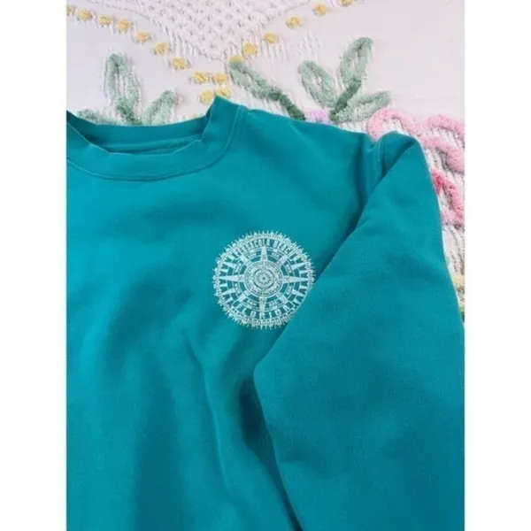 Pacific &‎ Co Pensacola Beach Florida Compass Sweatshirt Teal Small - Image 5