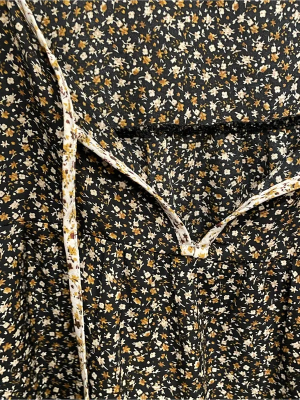 Hem & Thread Black Floral Long-Sleeve Peasant Blouse - Image 5
