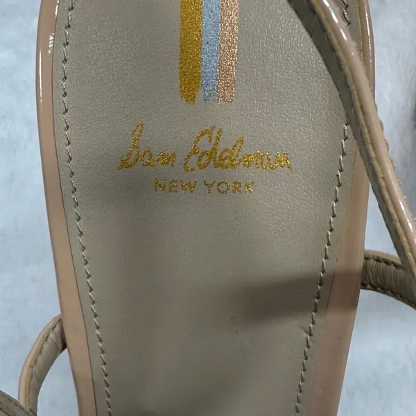 Sam Edelman Block Heel Sandals Square‎ Toe Ankle Strap Nude Beige Size 9M - Image 4