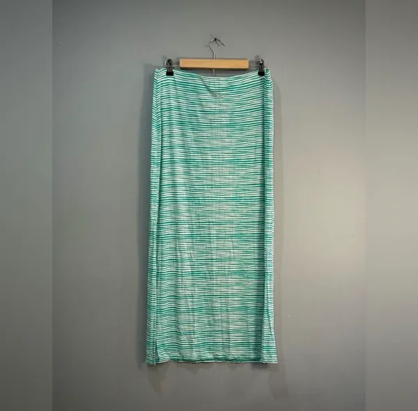 SALE! Green LOFT Outlet Striped Maxi Skirt Size L EUC - Image 4