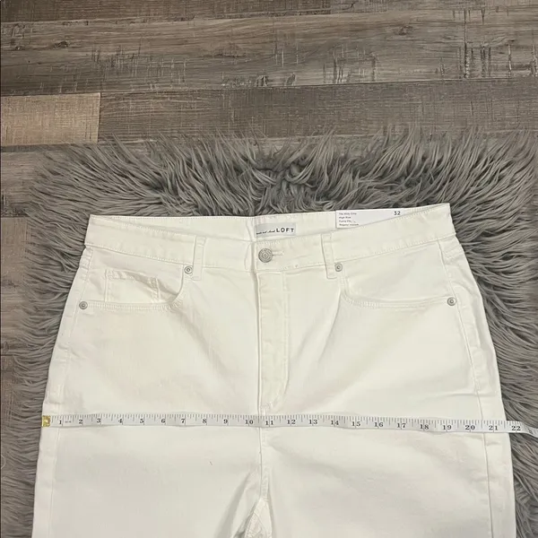 NWT LOFT kick crop high rise curvy fit stretch denim jeans white 14/32 - Image 12