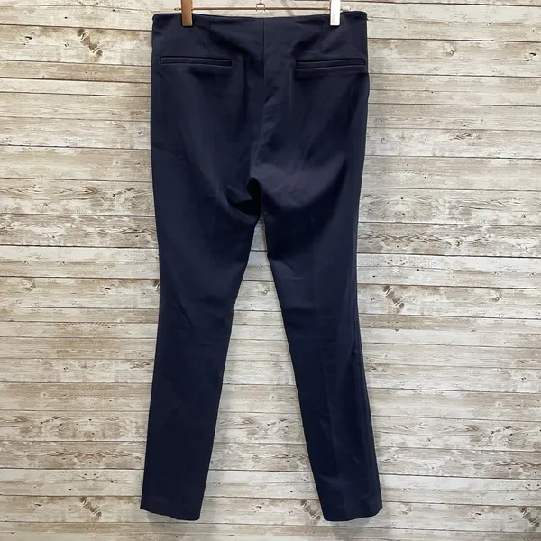 Zara Basic Womens S Pants Navy‎ Blue Straight Leg Cropped Flat Front Stretch Zip - Image 5